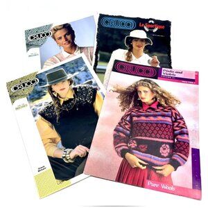 Vtg 80s Crucci Four Knitting Patterns Sweaters Jumpers Unisex Lot Sewing Craft